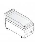 Fry top a gas da banco, 4 kw, piastra liscia, consumo gas 0,42 m³/h - sup. di cottura cm 34,6x56,4  - dim. 35x65x28h