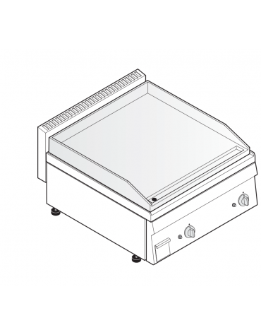 Fry top a gas da banco, 8 kw, piastra liscia, consumo gas 0,42 m³/h - sup. di cottura cm 69,6x56,4  - dim. 70x65x28h