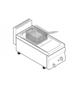 Friggitrice a gas 6,25kw da banco, 1 vasca AISI 304 dim. cm 22,5x34x22,5h - 8 lt - dim tot. cm 35x65x28h