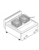 Friggitrice a gas 12,5kw da banco, 2 vasche AISI 304 dim. cm 22,5x34x22,5h - 8+8 lt - dim tot. cm 70x65x28h