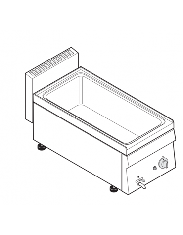 Bagnomaria a gas da banco, 1 vasca AISI 304 - GN1/1 dim. cm 30,5x51x16,5h - dim tot. cm 35x65x28h