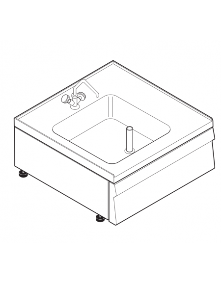 Lavello dotato di vasca stampata cm 40x40x20h - 32 Lt., compreso di miscelatore con manopole - cm 70x60x30h