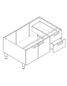 Vani neutri con 2 porte e 2 cassetti, cm vani 104,5x57x40h - dim. tot. 105x57,5x60h