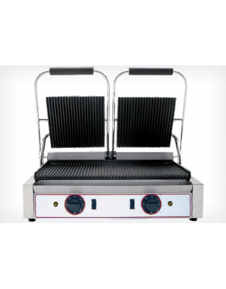 Piastra elettrica doppia per panini rigata sopra e sotto - Piano di cottura da cm 48x24