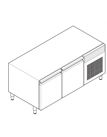 Base refrigerata GN 1/1 in acciaio inox AISI 304, 2 porte - Range temp. -2÷8 °C - 130 lt - cm 140x65x62h