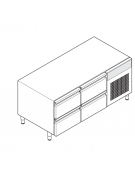 Base refrigerata GN 1/1 in acciaio inox AISI 304, 4 cassetti - Range temp. -2÷8 °C - 130 lt - cm 140x65x62h