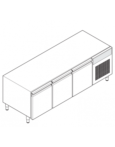 Base refrigerata GN 1/1 in acciaio inox AISI 304, 3 porte - Range temp. -2÷8 °C - 195 lt - cm 175x65x62h