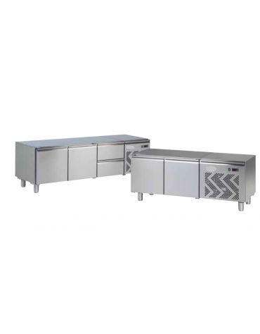 Base refrigerata GN 1/1 in acciaio inox AISI 304, 4 cassetti - Range temp. -2÷8 °C - 130 lt - cm 140x65x62h