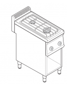 Cucina a gas 2 fuochi su vano aperto, potenza fuochi aperti 1x6kw + 1x3,5kw - cm 35x70x85h