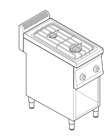 Cucina a gas 2 fuochi su vano aperto, potenza fuochi aperti 1x6kw + 1x3,5kw - cm 35x70x85h