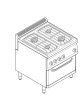 Cucina a gas 4 fuochi, forno a gas GN 2/1, fuochi aperti 2x6kw+2x3,5kw - cam. forno cm 57,5x65x30 - cm 70x70x85h