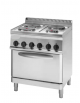 Cucina elettrica trifase-12,2kw, 4 piastre 3xØ22+1xØ15, su forno elettrico GN2/1 con camera cm 57,5x65x30 -cm 70x70x85h