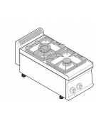 Cucina a gas 2 fuochi, potenza fuochi aperti 1x7,2kw + 1x3,3kw - cm 35x70x28h