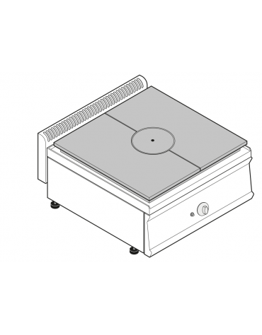 Tuttapiastra a gas cm 62,8x55,8, 1 bruciatore da kW 9 - cm 70x70x28h