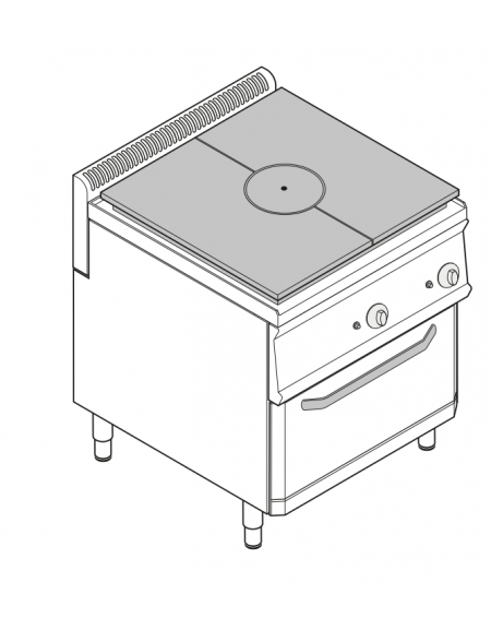 Cucina tuttopiatsra a gas, forno a gas GN 2/1, potenza pistra 1x9 n°xkW - cam. forno cm 57,5x65x30 - cm 105x70x85h