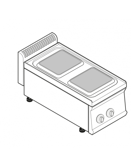 Cucina elettrica da banco trifase-5,2kw, 2 piastre cm 22x22 - cm 35x70x28h