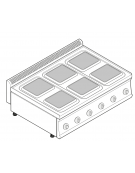 Cucina elettrica da banco trifase-15,6kw, 6 piastre cm 22x22 - cm 105x70x28h