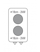 Cucina elettrica da banco trifase-4kw, 2 piastre Ø cm 18 - cm 35x60x30h