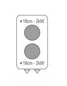 Cucina elettrica da banco in acciaio Inox, 2 piastre ermetiche tonde Ø cm 18 - potenza Kw 4 monofase - cm 35x60x30h