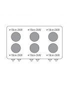 Cucina elettrica da banco trifase-12kw, 6 piastre Ø cm 18 - cm 105x60x30h