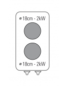 Cucina elettrica da banco monofase-4kw, 2 piastre Ø cm 18 - cm 35x65x28h