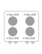 Cucina elettrica da banco trifase-8kw, 4 piastre Ø cm 18 - cm 70x65x28h