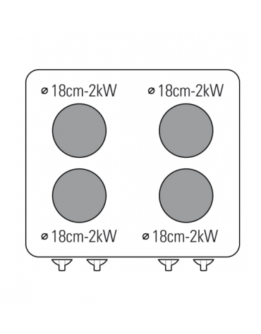 Cucina elettrica da banco trifase-8kw, 4 piastre Ø cm 18 - cm 70x65x28h