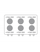 Cucina elettrica da banco trifase-12kw, 6 piastre Ø cm 18 - cm 105x65x28h