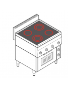 Cucina elettrica  in vetroceramica trifase-11,1kw, 4 zone di cottura, forno elettrico ventilato - cm 70x65x85h