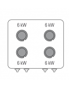 Cucina a gas 4 fuochi su vano aperto super, potenza fuochi aperti 4x6kw - cm 70x70x85h