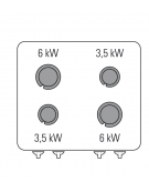 Piano di cottura a gas 4 fuochi, forno elett. vent. GN1/1, fuochi aperti 2x6+2x3,5n°xkW - cam.forno cm 57,5x65x30 - cm 70x70x85h