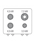 Cucina a gas 4 fuochi, potenza fuochi aperti 1x7,2kw+1x3,3kw+2x4,5kw - cm 70x70x28h