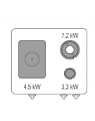 Cucinaa gas 2 fuochi +  tuttapiastra cm 30,9x55,4, potenza fuochi aperti 1x7,2kw + 1x3,3kw - cm 70x70x28h