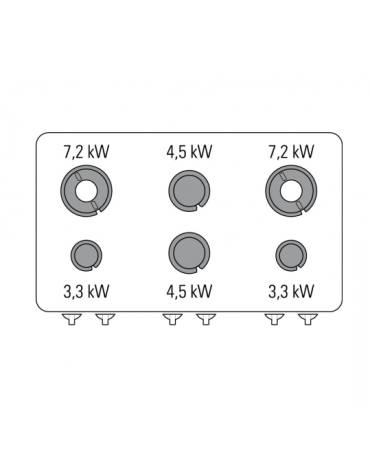 Cucina a gas 6 fuochi, forno a gas statico, fuochi aperti 2x7,2+2x3,3+2x4,5 n°xkw - cam. forno cm 92,5x63x30 - cm 105x70x85h