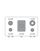 Cucina a gas 4 fuochi+ tuttapiastra, forno gas GN2/1, fuochi aperti 1x7,2kw+2x3,3kw+1x4,5kw - cm105x70x85h