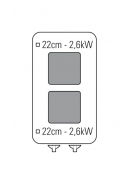 Cucina elettrica da banco trifase-5,2kw, 2 piastre cm 22x22 - cm 35x70x28h