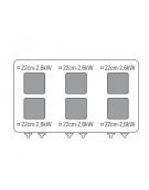 Cucina elettrica da banco trifase-15,6kw, 6 piastre cm 22x22 - cm 105x70x28h