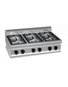 Cucina a gas professionale 6 fuochi da banco ALTA POTENZA - cm 120x71,4x29h