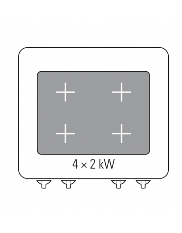 Tuttapiastra elettrico da banco trifase-8kw, piastra cm 64,7x56,6, dim. tot. cm 70x70x28h