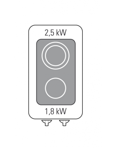 Cucina elettrica in vetroceramica trifase-4,3kw da banco, 2 zone di cottura - cm 35x70x28h