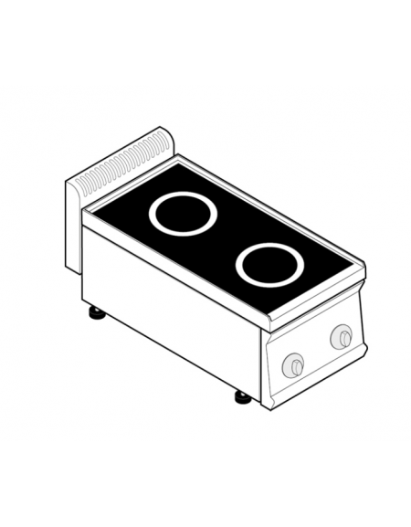 Cucina elettrica ad induzione da banco trifase-7kw, 2 piani di cottura - Adatta a pentole fondo liscio - cm 35x70x28h