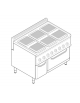 Cucina elettrica trifase-20,3kw, 6 piastre cm 22x22, su forno elettrico GN2/1, con camera cm 57,5x65x30 -cm 105x70x85h