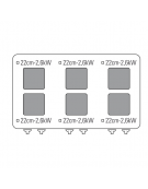 Cucina elettrica trifase-20,6kw, 6 piastre cm 22x22, su forno elettrico ventilato, con camera cm 57x51,5x30 -cm 105x70x85h