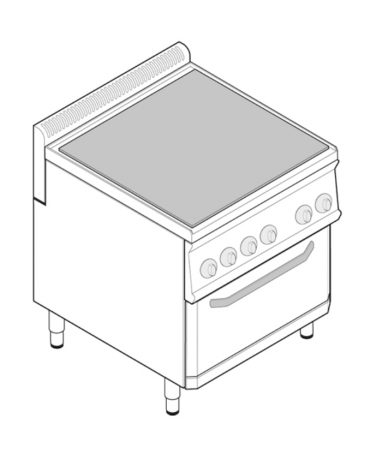 Cucina tuttopiastra elettrrica trifase-12,7kw, piastra cm 64,7x56,6, dim. tot. cm 70x70x85h