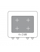 Cucina tuttopiastra elettrrica trifase-12,7kw, piastra cm 64,7x56,6, dim. tot. cm 70x70x85h