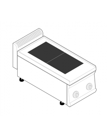 Cucina elettrica da banco trifase-5kw, 2 piastre quadre fisse cm 30x30 - cm 35x70x28h