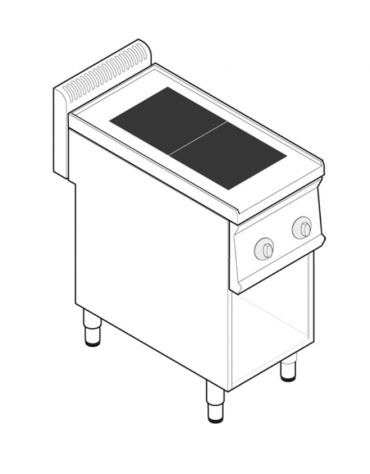 Cucina elettrica trifase-5kw, 2 piastre quadre fisse cm 30x30, su vano aperto cm 34,5x57x40 - dim tot. cm 35x70x85h