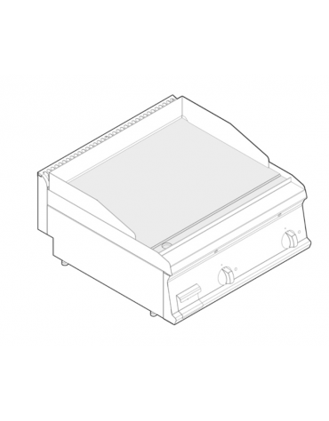 Fry top elettrico trifase-7,8kw da banco, piastra liscia, r. temp. 50÷320 °C - sup. di cottura cm 69,6x56,4  - dim. 70x70x28h