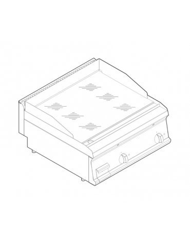 Fry top elet. trifase-7,8kw da banco, piastra liscia cromata, r. temp. 50÷320 °C - sup. di cottura cm 69,6x56,4  - cm 70x70x28h