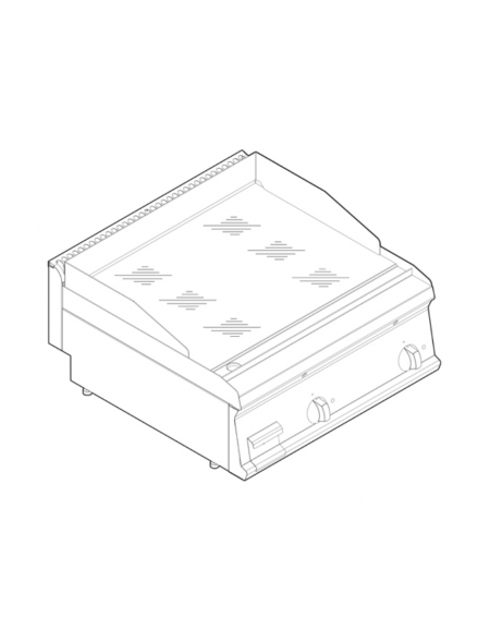 Fry top elet. trifase-7,8kw da banco, piastra liscia cromata, r. temp. 50÷320 °C - sup. di cottura cm 69,6x56,4  - cm 70x70x28h